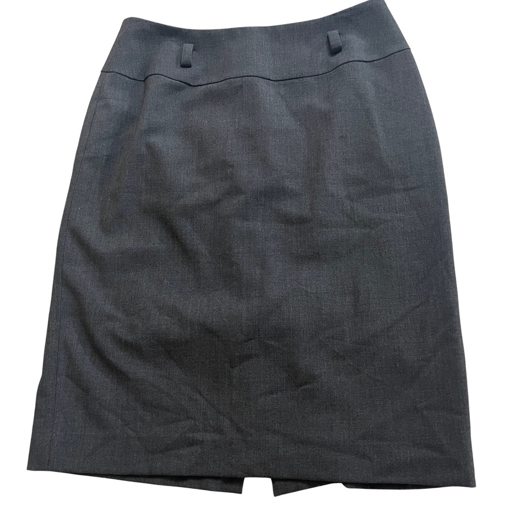 Calvin Klein Charcoal Gray Knee-Length Pencil Skirt with Slit Fully Lined Size 2